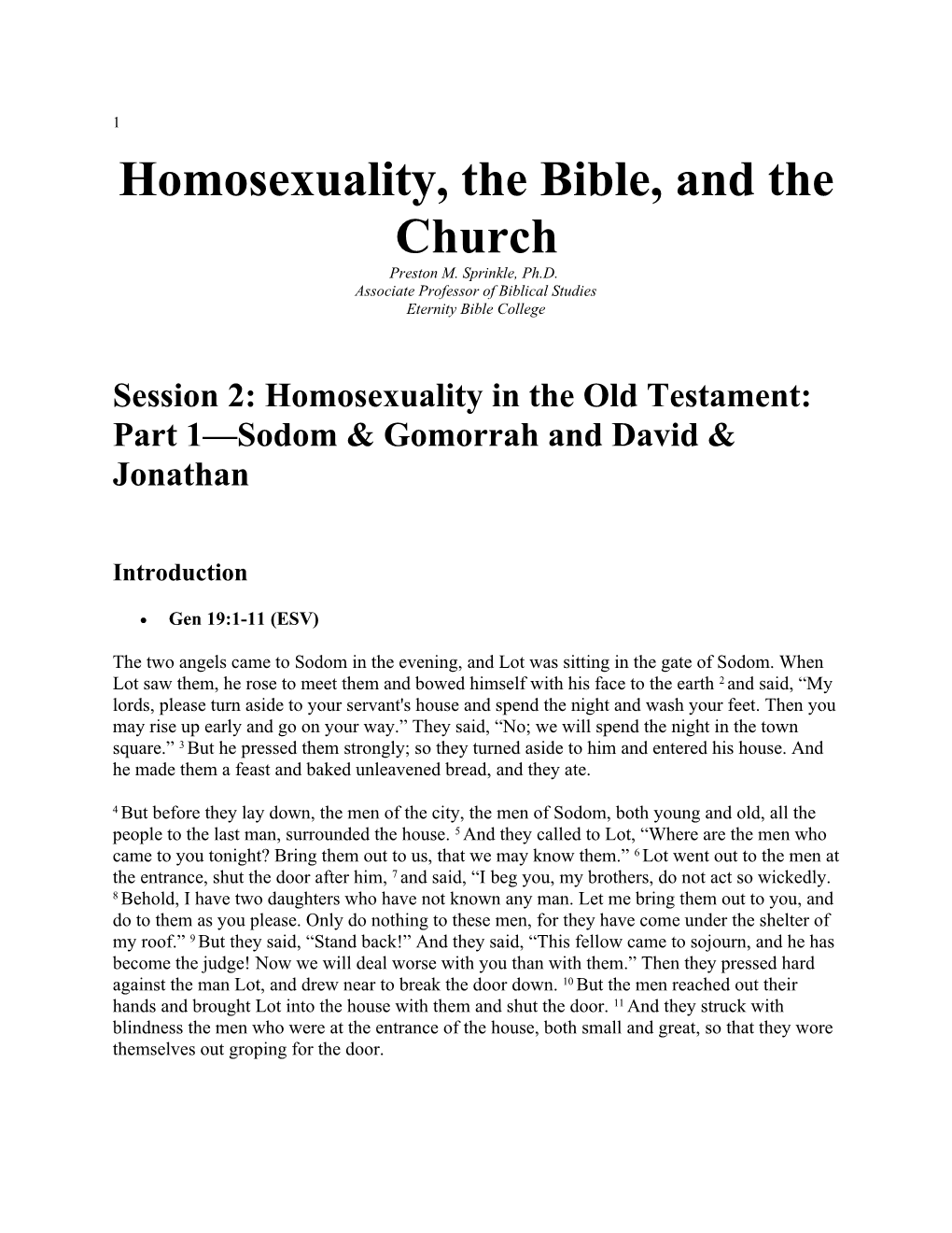 Homosexuality, the Bible, and the Church