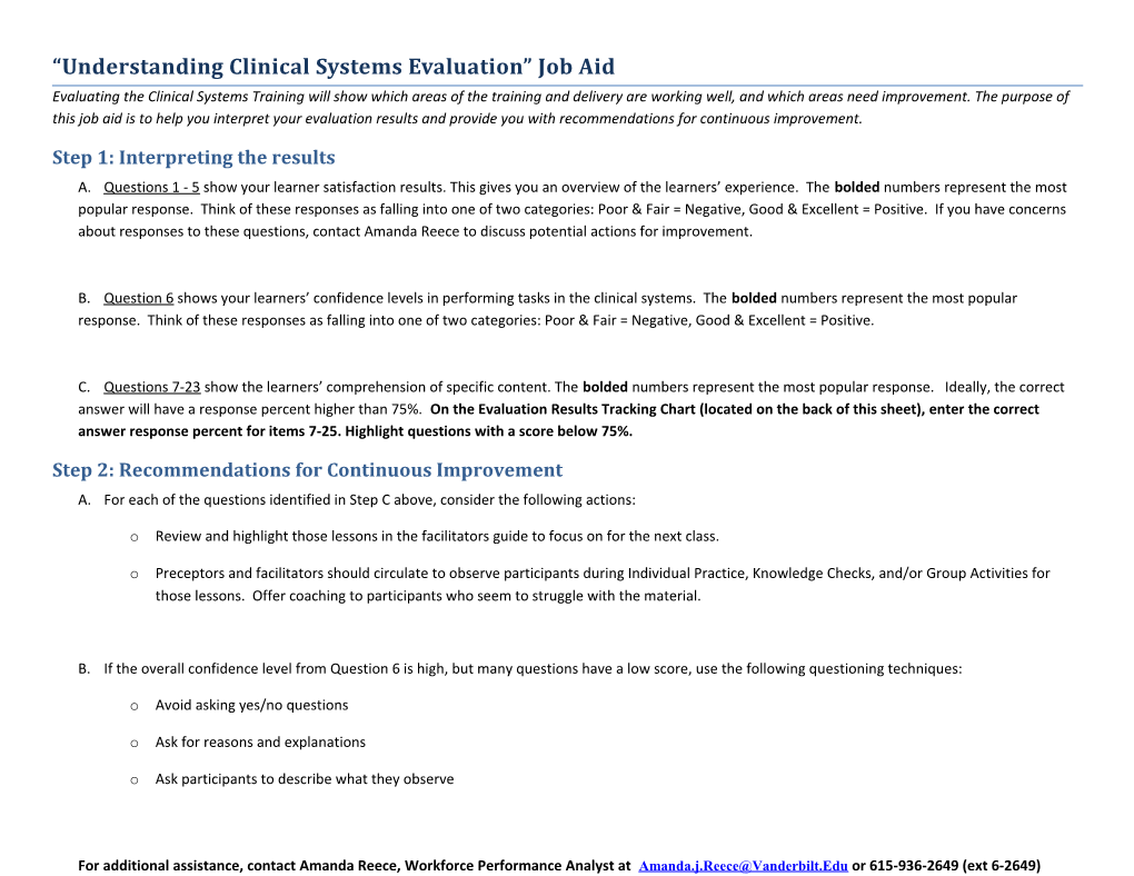 Understanding Clinical Systems Evaluation Job Aid