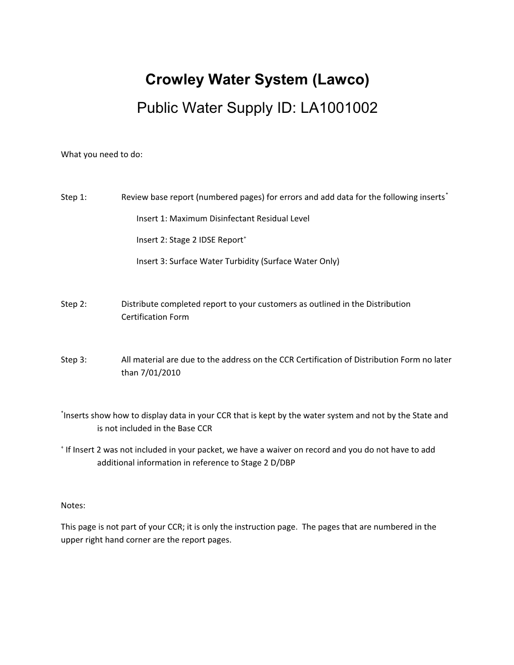 Crowley Water System (Lawco)