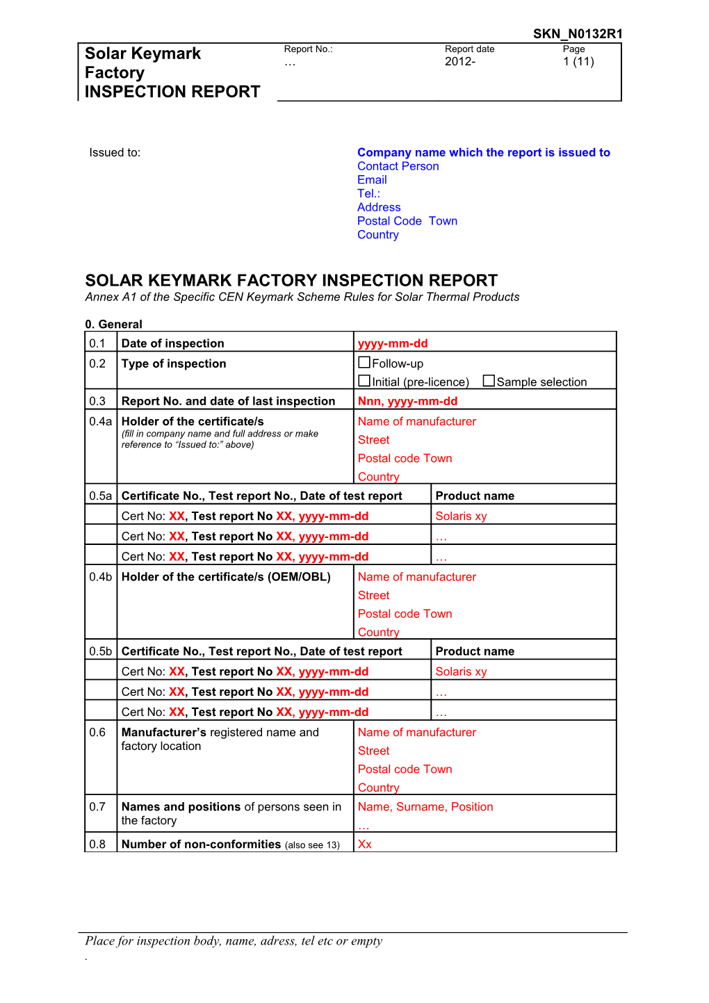 Solar Keymark Factory Inspection Report