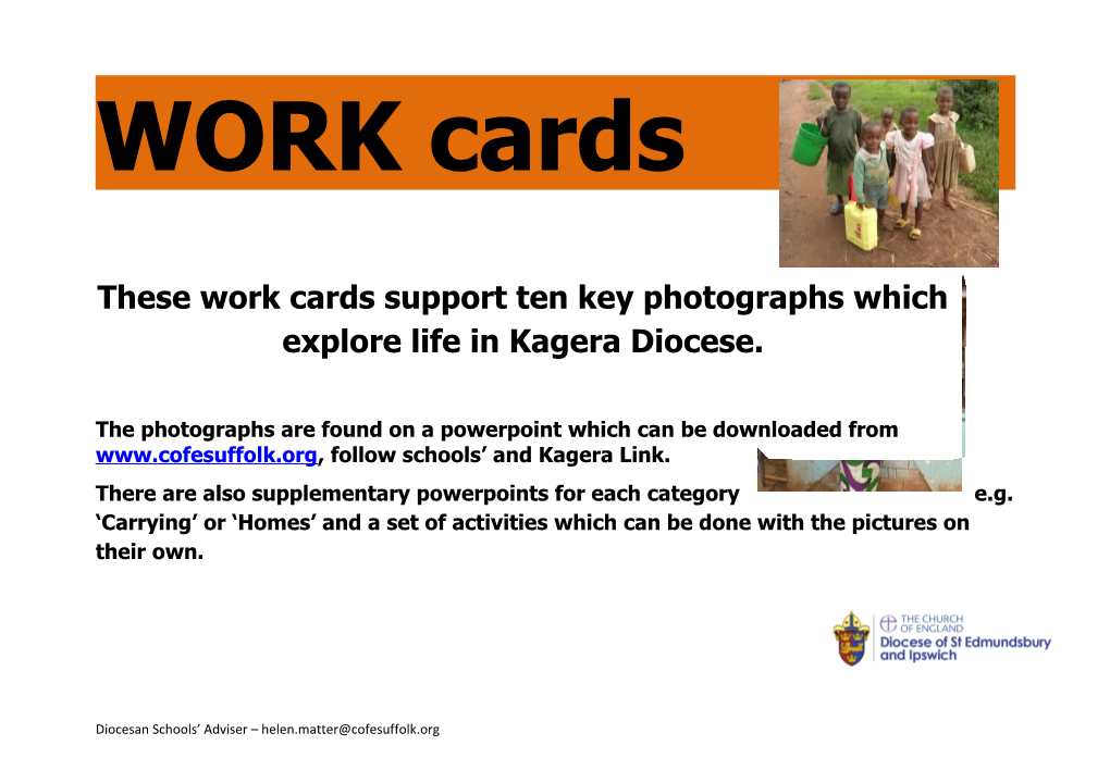 These Work Cards Support Ten Key Photographs Which Explore Life in Kagera Diocese