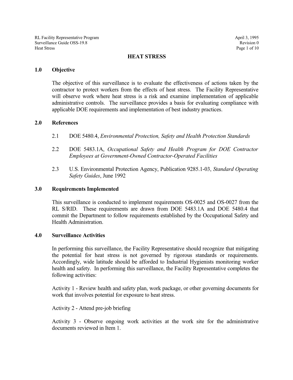 Surveillance Guide - OSS 19.8 Heat Stress