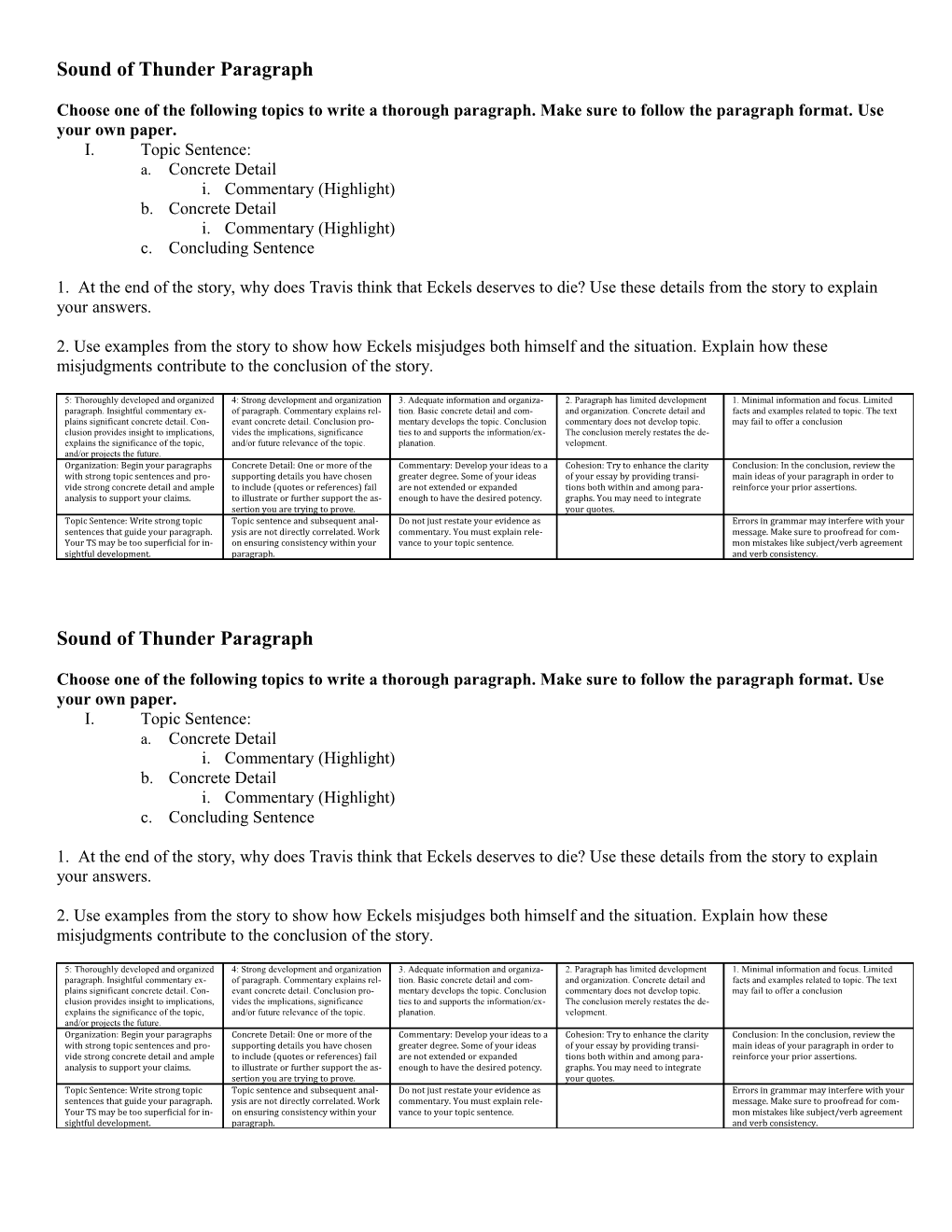 Sound of Thunder Paragraph