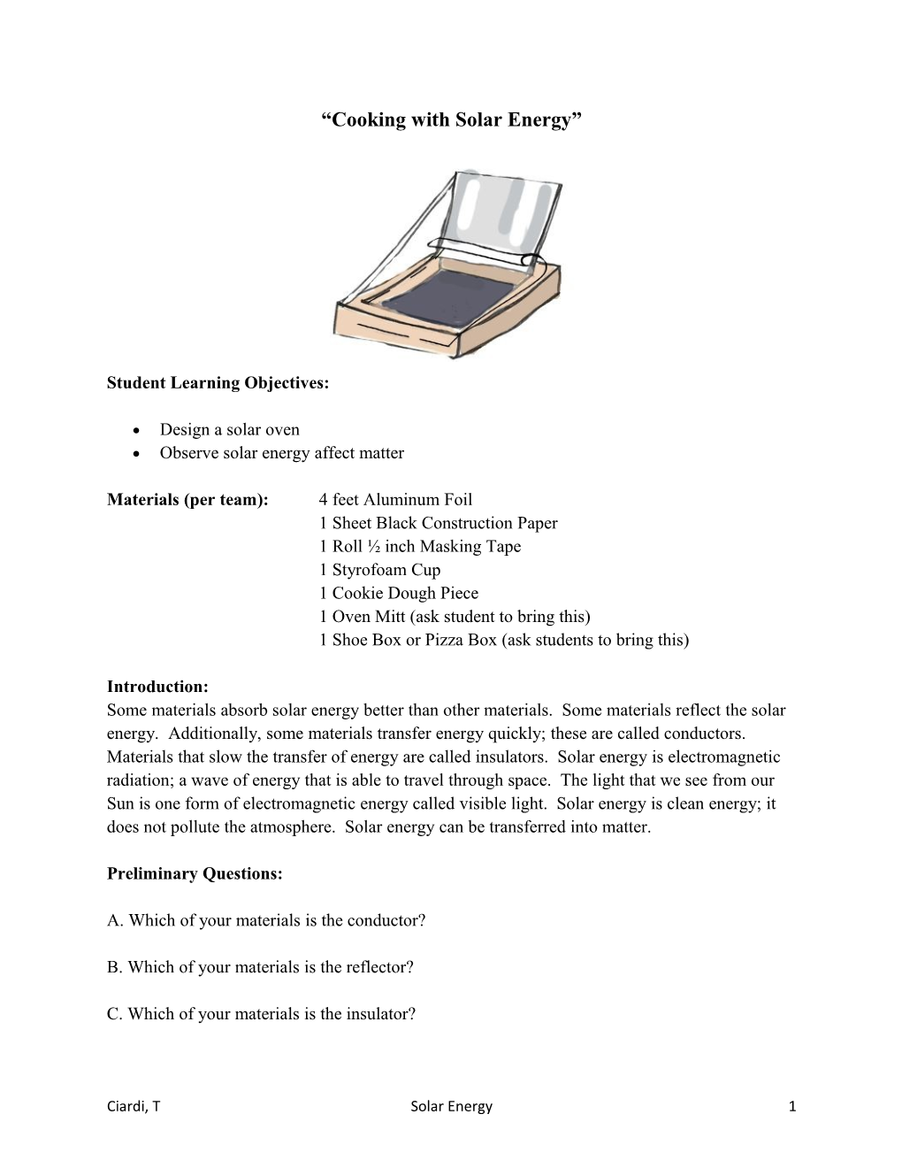 Cooking with Solar Energy