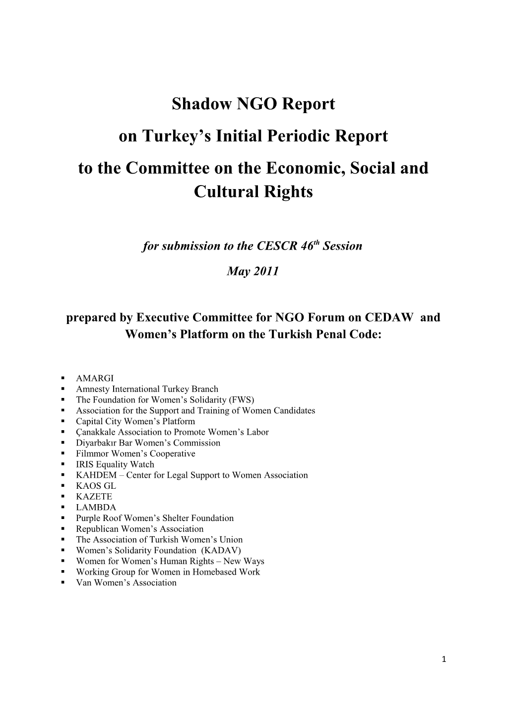 On Turkey S Initial Periodic Report