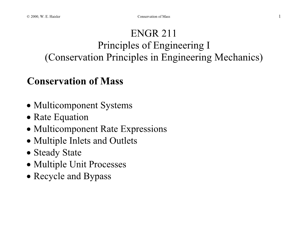 Conservation Principles in Engineering Mechanics