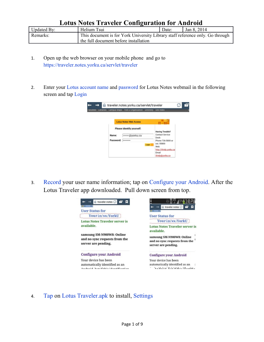 Lotus Notes Traveler Configuration for Android