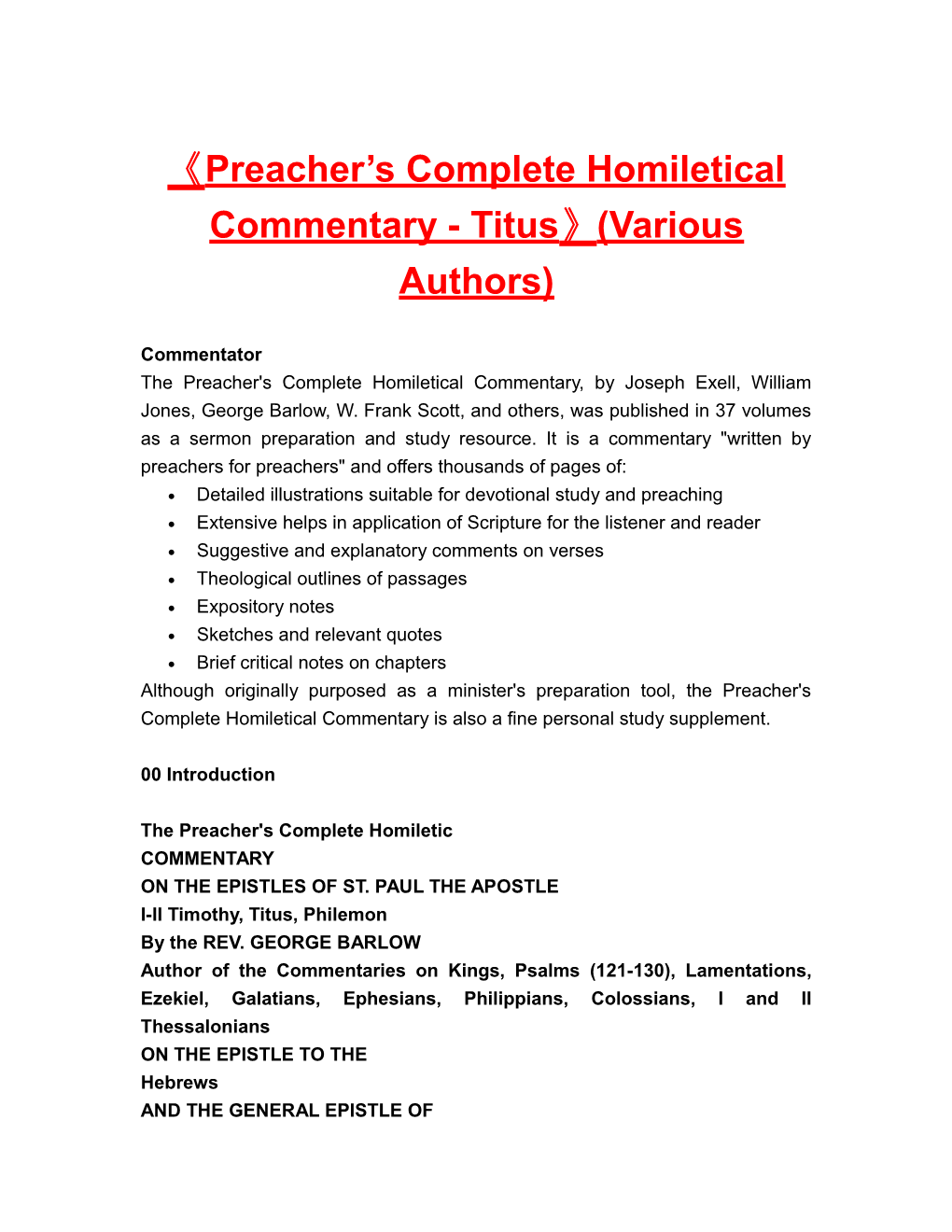 Preacher S Completehomileticalcommentary- Titus (Various Authors)