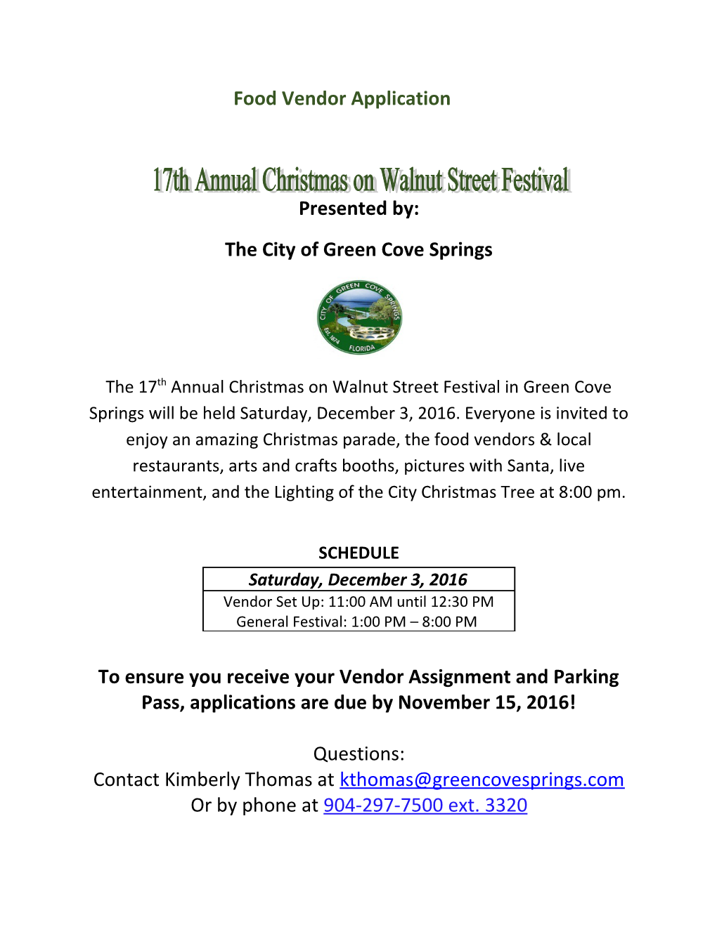 The City of Green Cove Springs