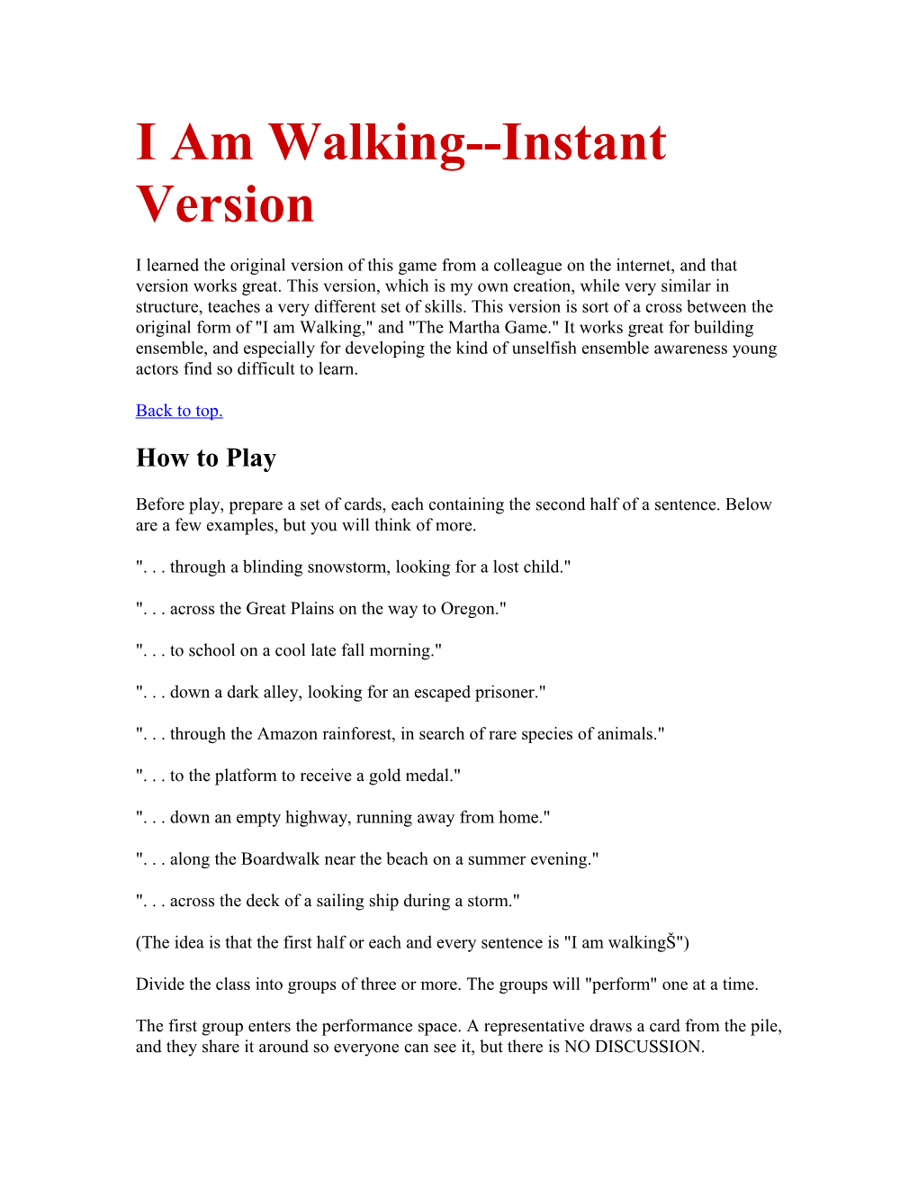 I Am Walking Instant Version