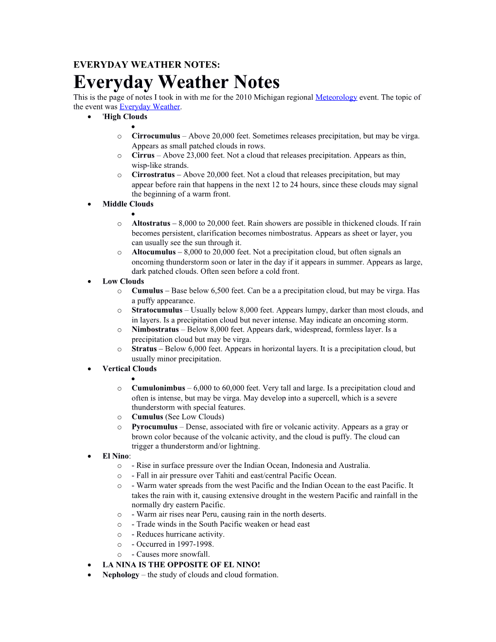 Everyday Weather Notes