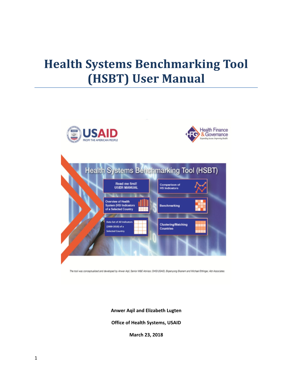 Health Systems Benchmarking Tool (HSBT) User Manual