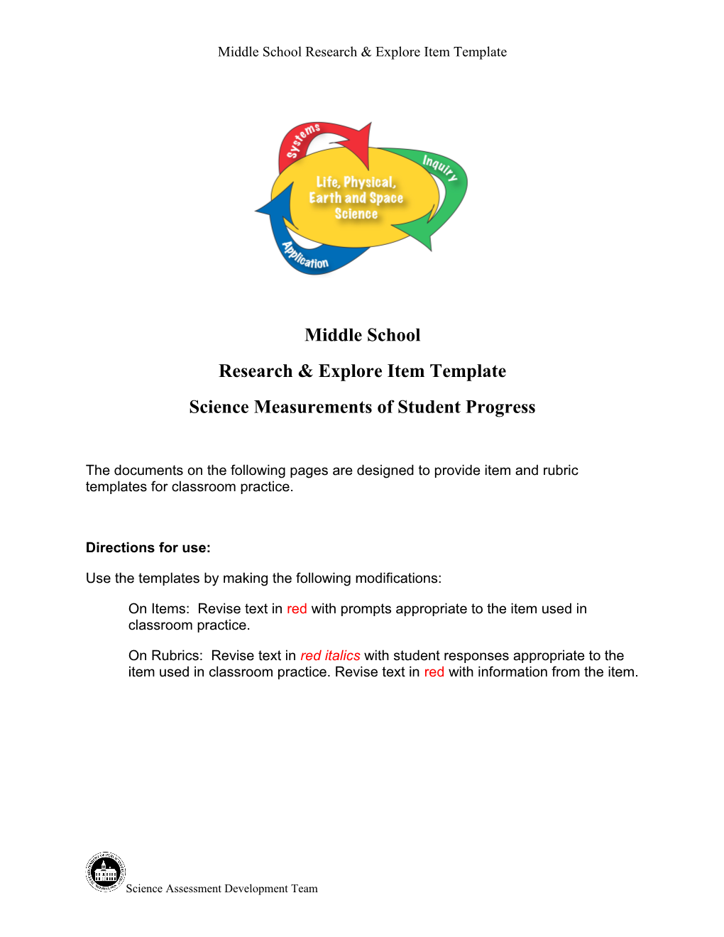 8Th Grade Research & Explore Item Template