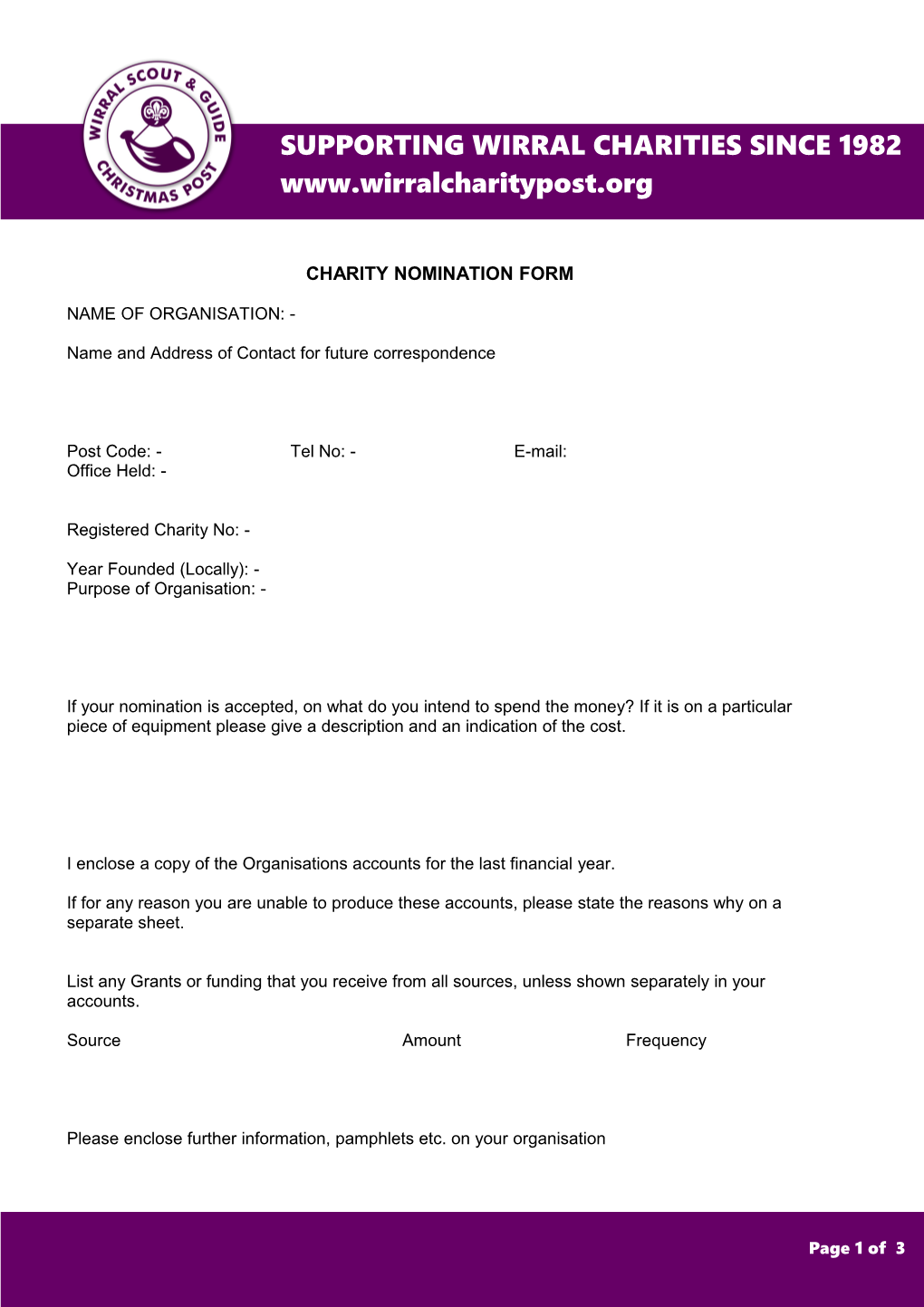 Charity Nomination Form