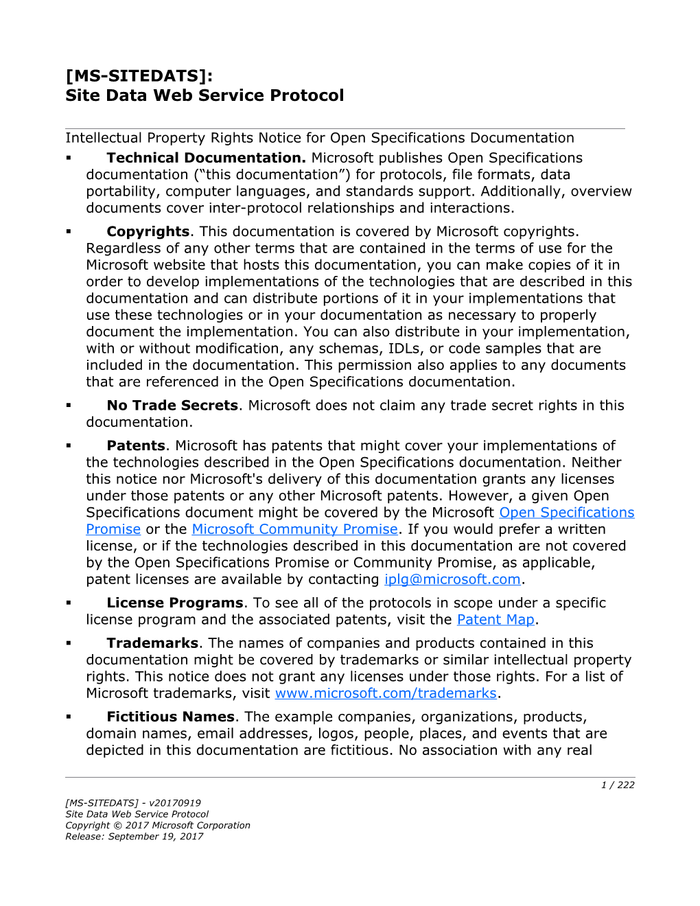 Site Data Web Service Protocol