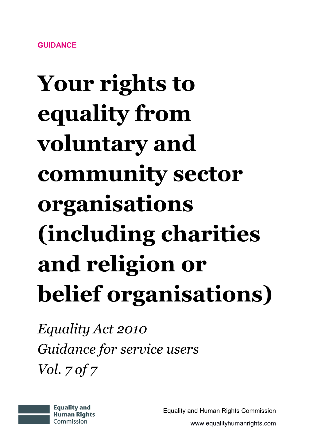 Your Rights to Equality from Voluntary and Community Sector Organisations (Including Charities