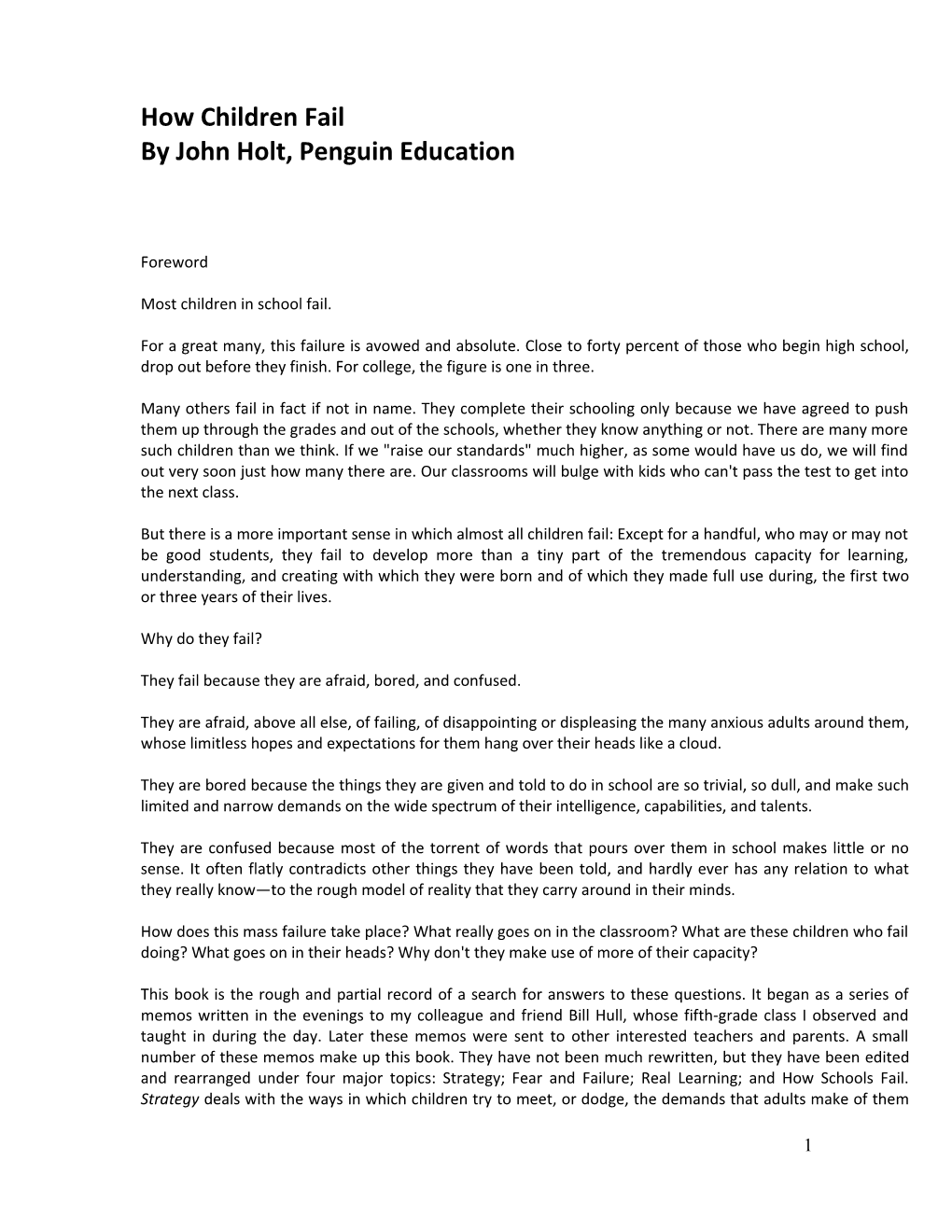 By John Holt, Penguin Education