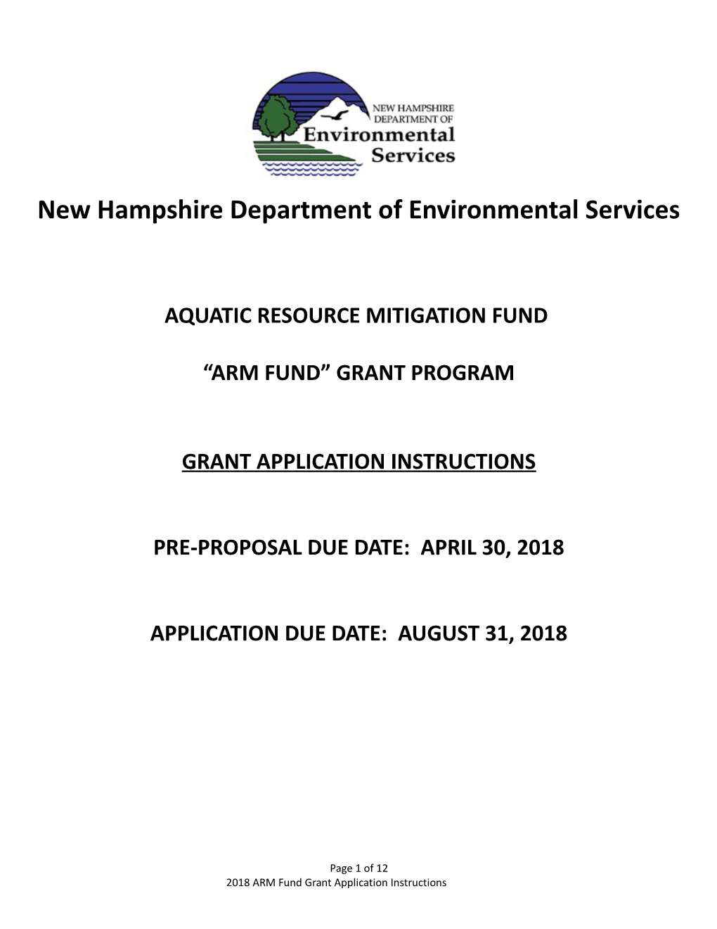 AQUATIC RESOURCE MITIGATION FUND Grant Application Instructions