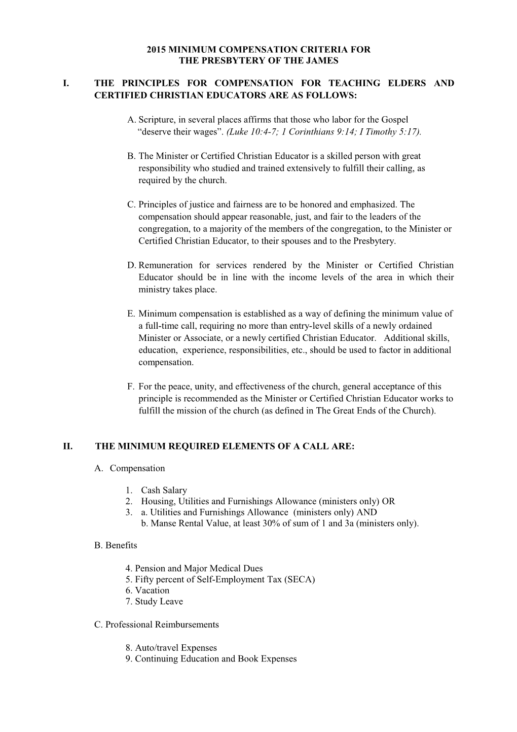 2015 Minimum Compensation Criteria For