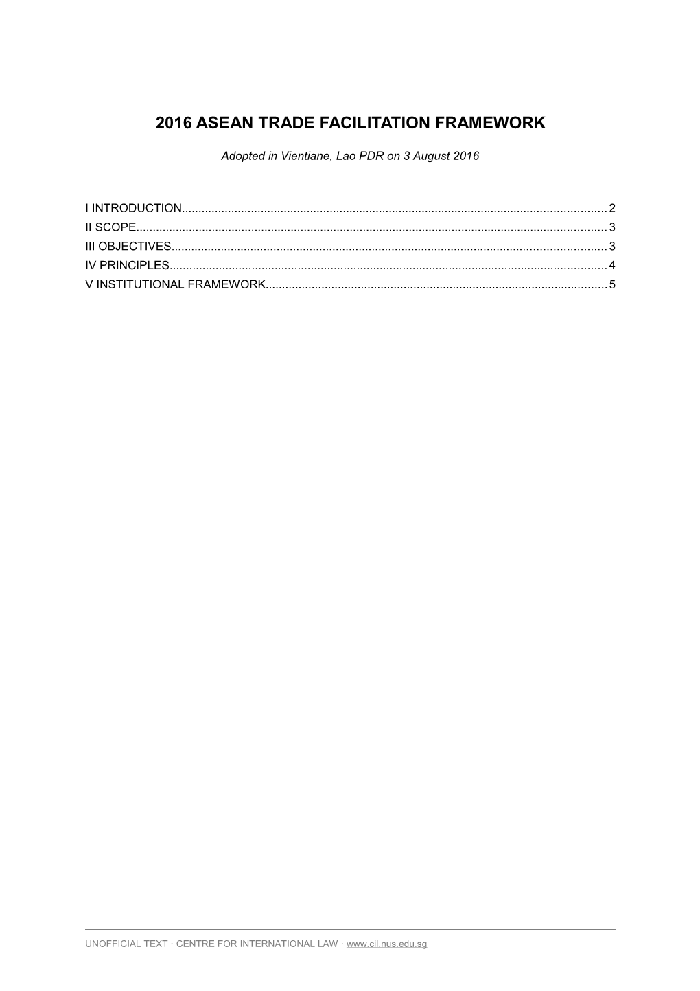 2016 ASEAN Trade Facilitation Framework