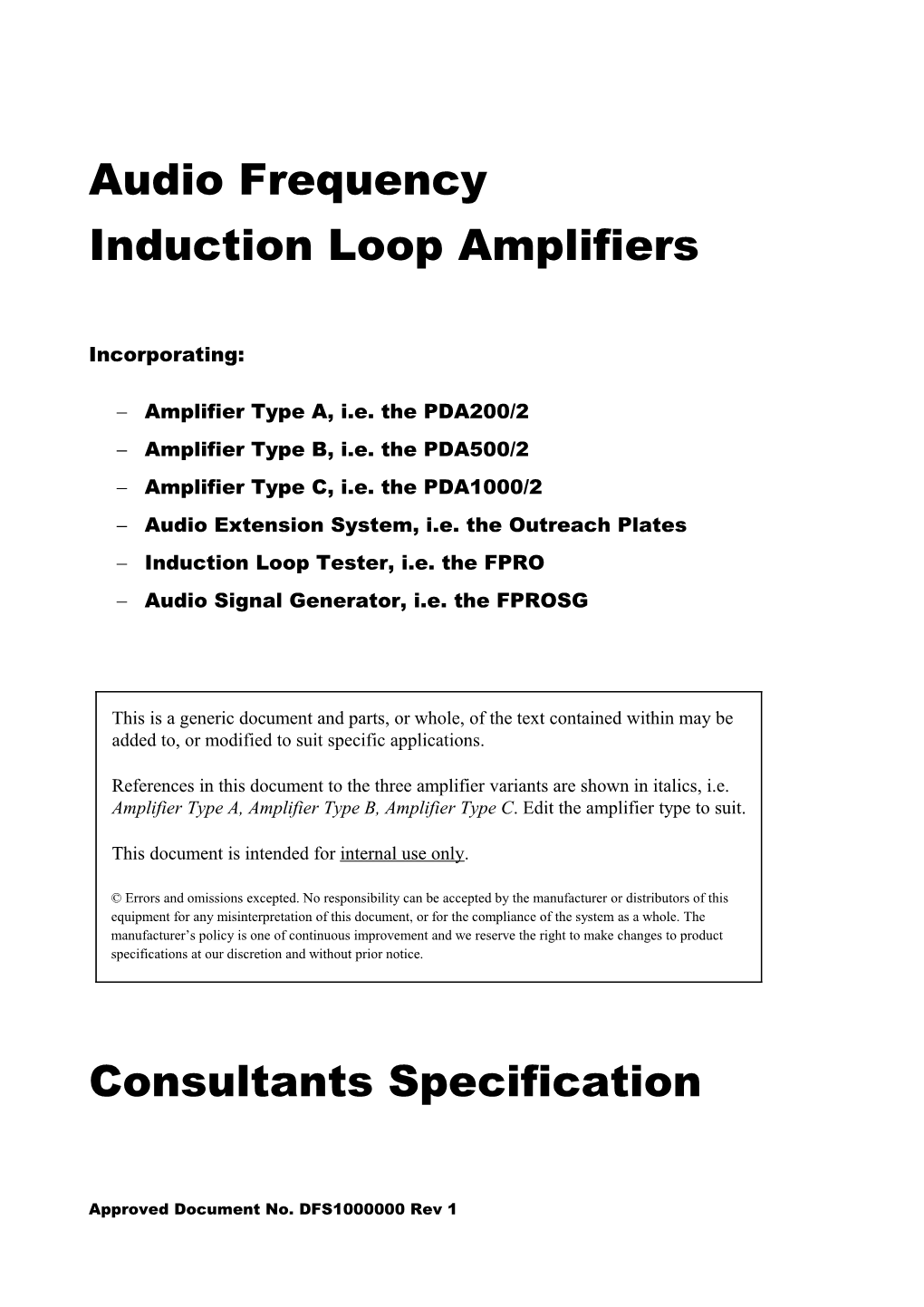 Audio Frequency Induction Loop Amplifiers