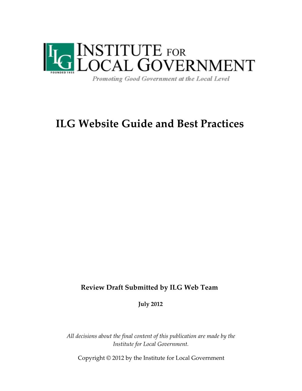 ILG Website Guide and Best Practices