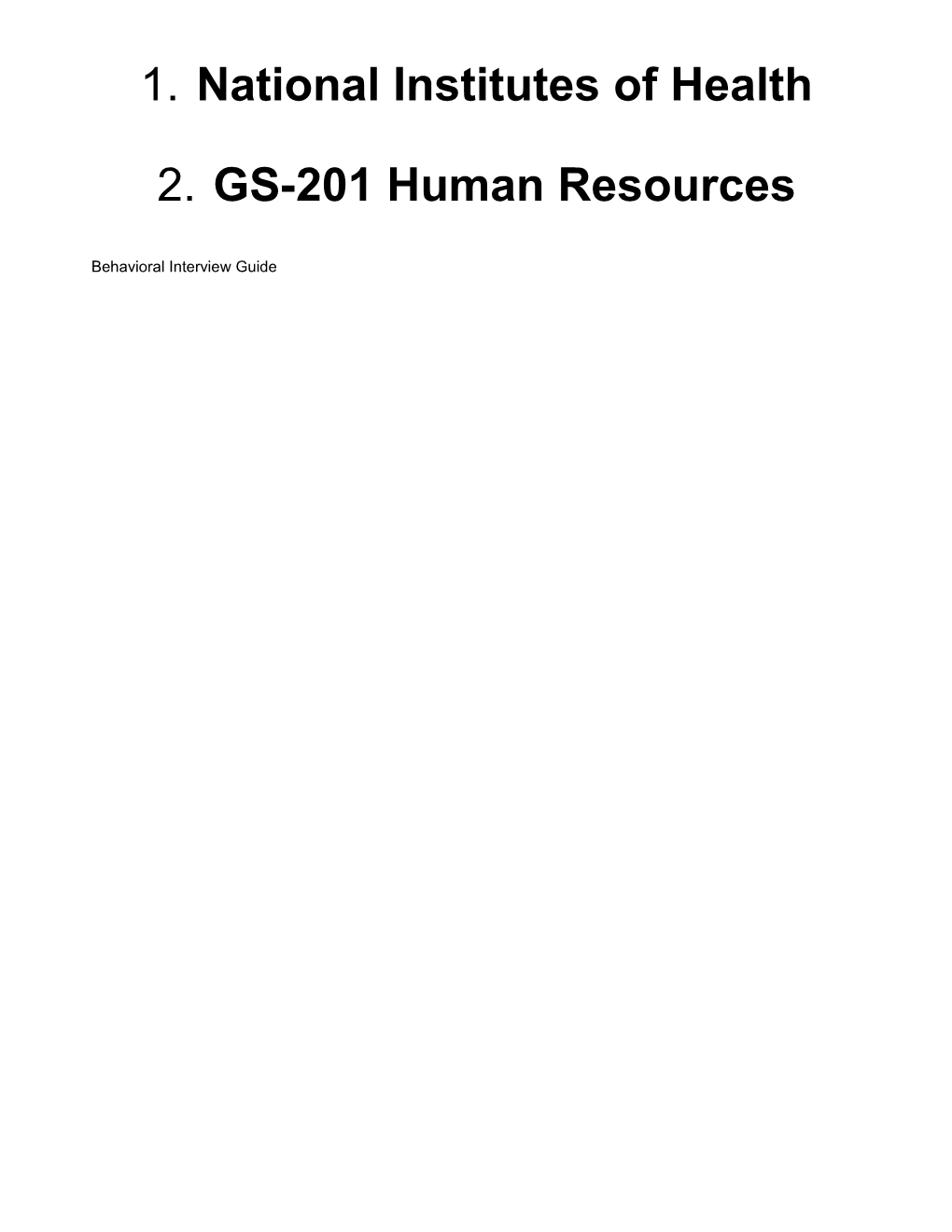 NIH Behavioral Interview Guide GS-201 Human Resources