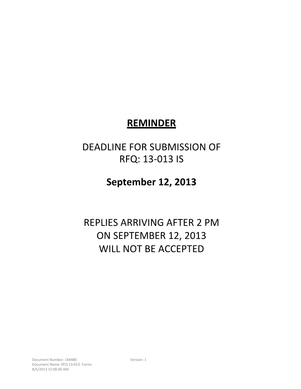 Deadline Forsubmission Of