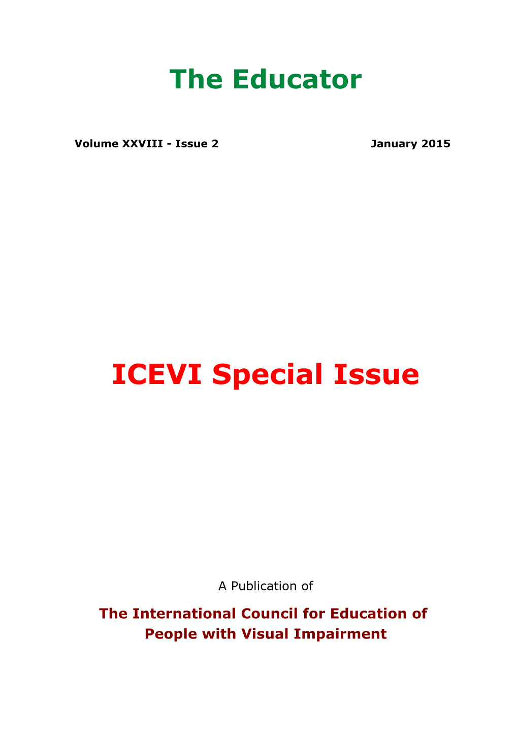Volume XXVIII-Issue 2January 2015