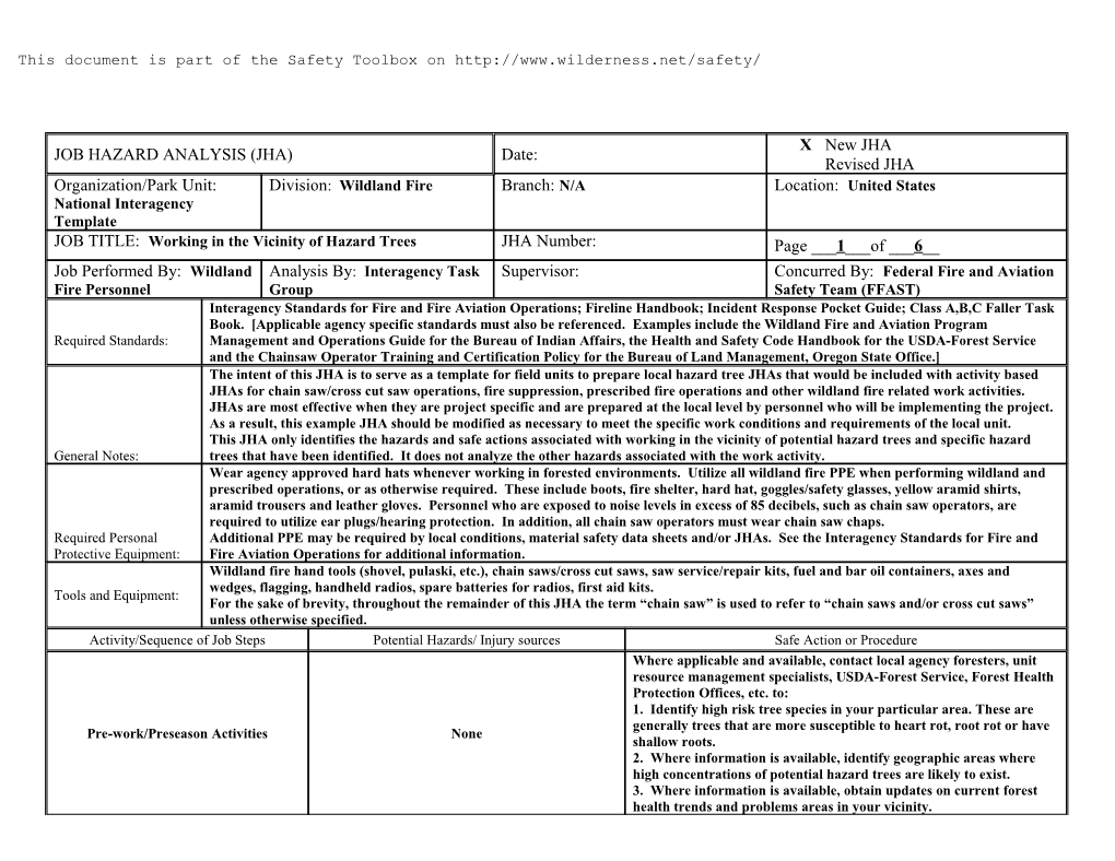 Job Hazard Analysis - Hazard Trees