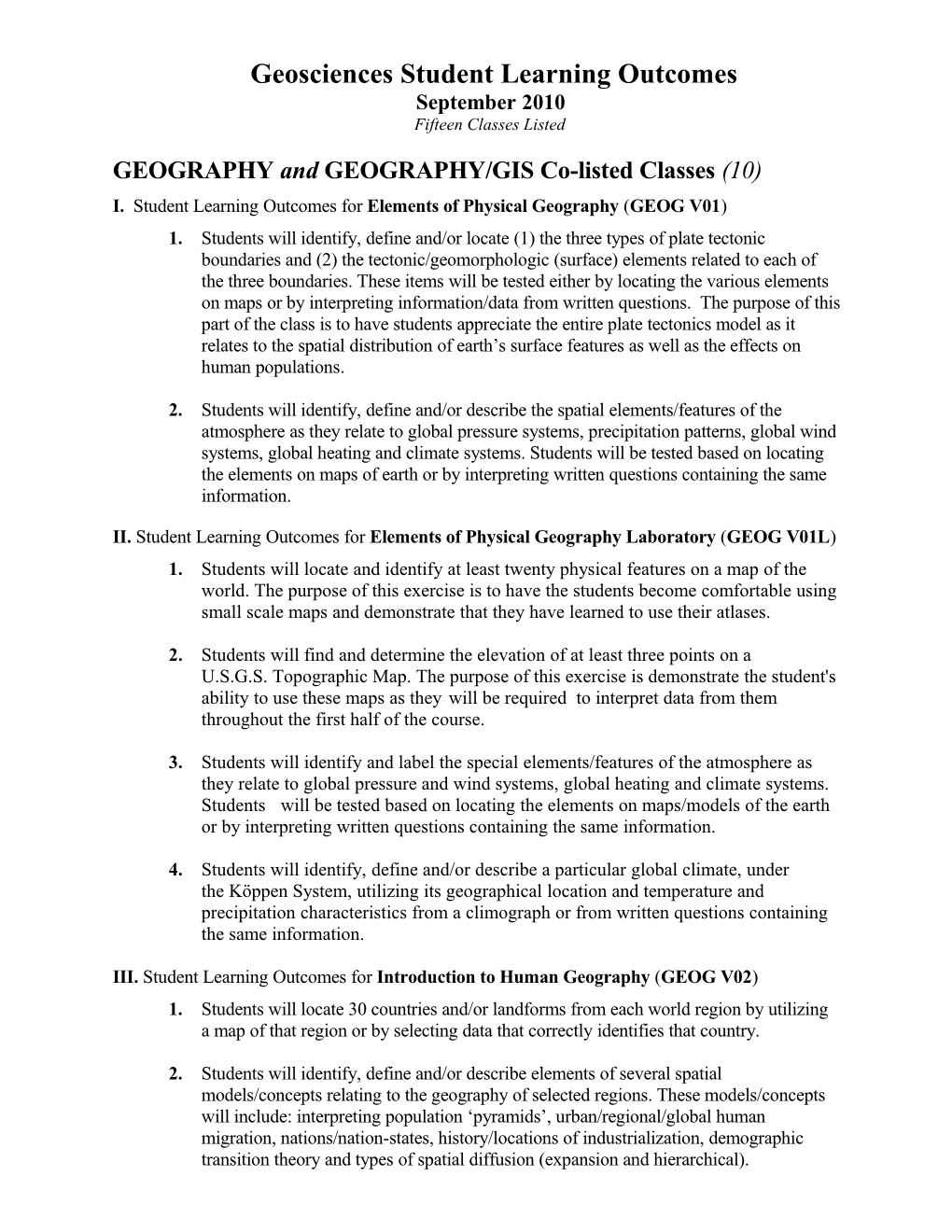 GEOSCI Slos Sept 24 2010 Update