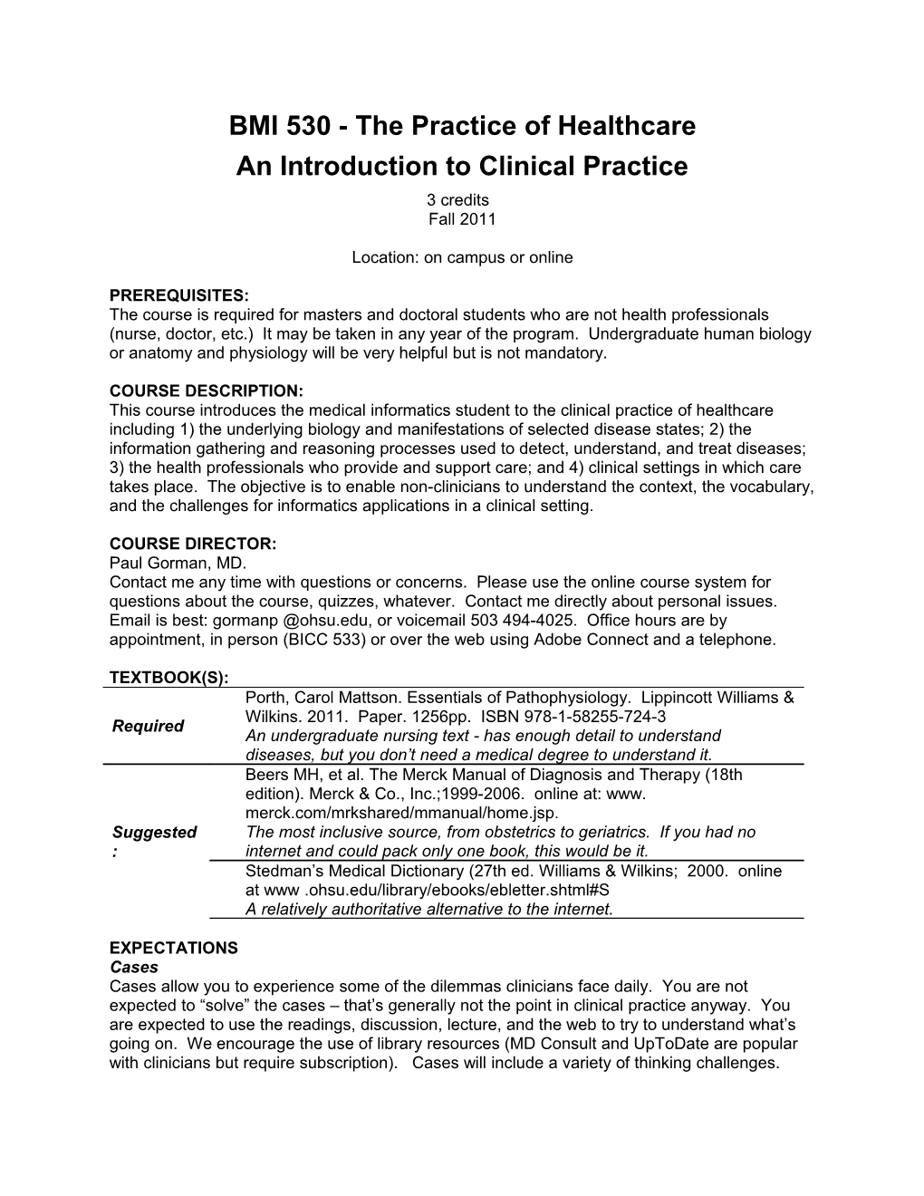 BMI 530 - the Practice of Healthcare