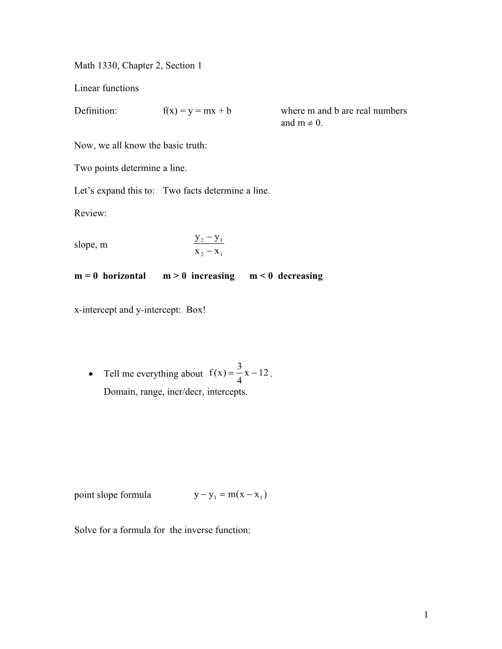 Math 1330, Chapter 4, Section 1