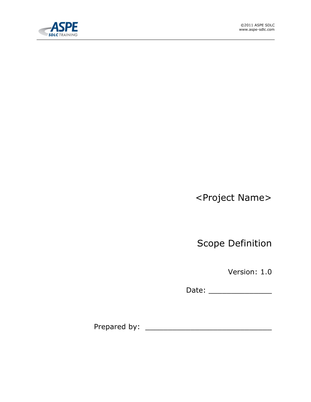 Scope Definition Template