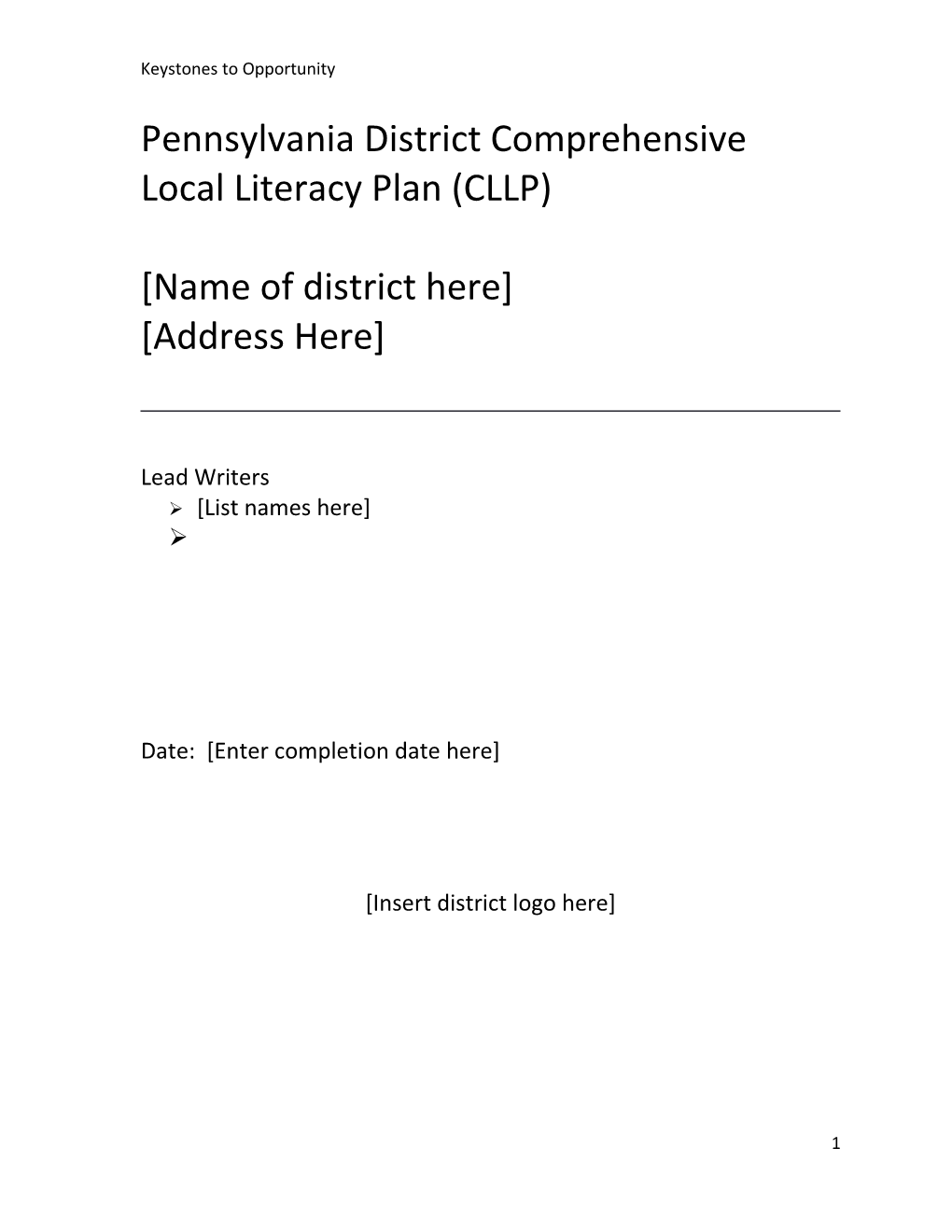 Kto Comprehensive Local Literacy Plan