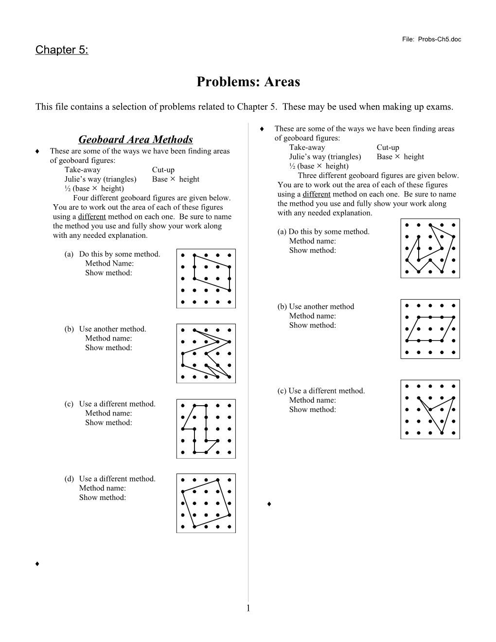 Geoboard Area Methods