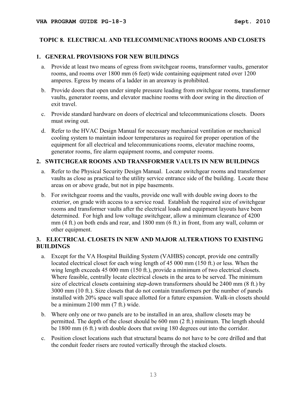 Topic 8 - Electrical and and Telecommunications Closets and Computer Rooms