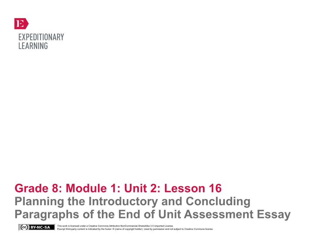 Planning the Introductory Paragraph (10 Minutes)