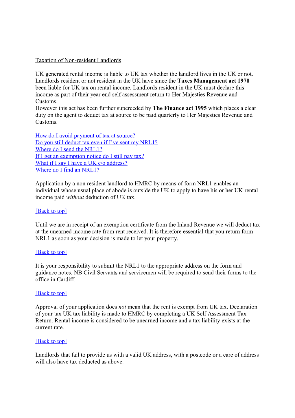 Taxation of Non-Resident Landlords