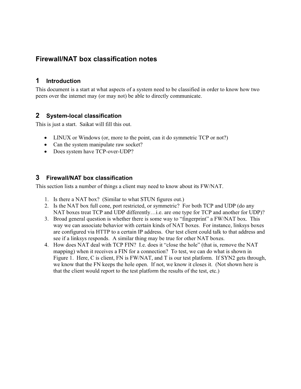 Firewall/NAT Box Classification Notes