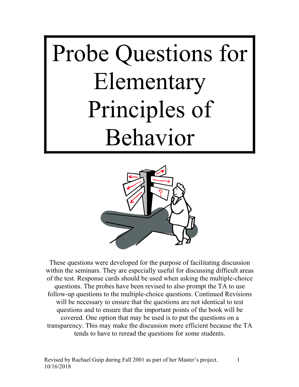 Probe Questions for Elementary Principles of Behavior