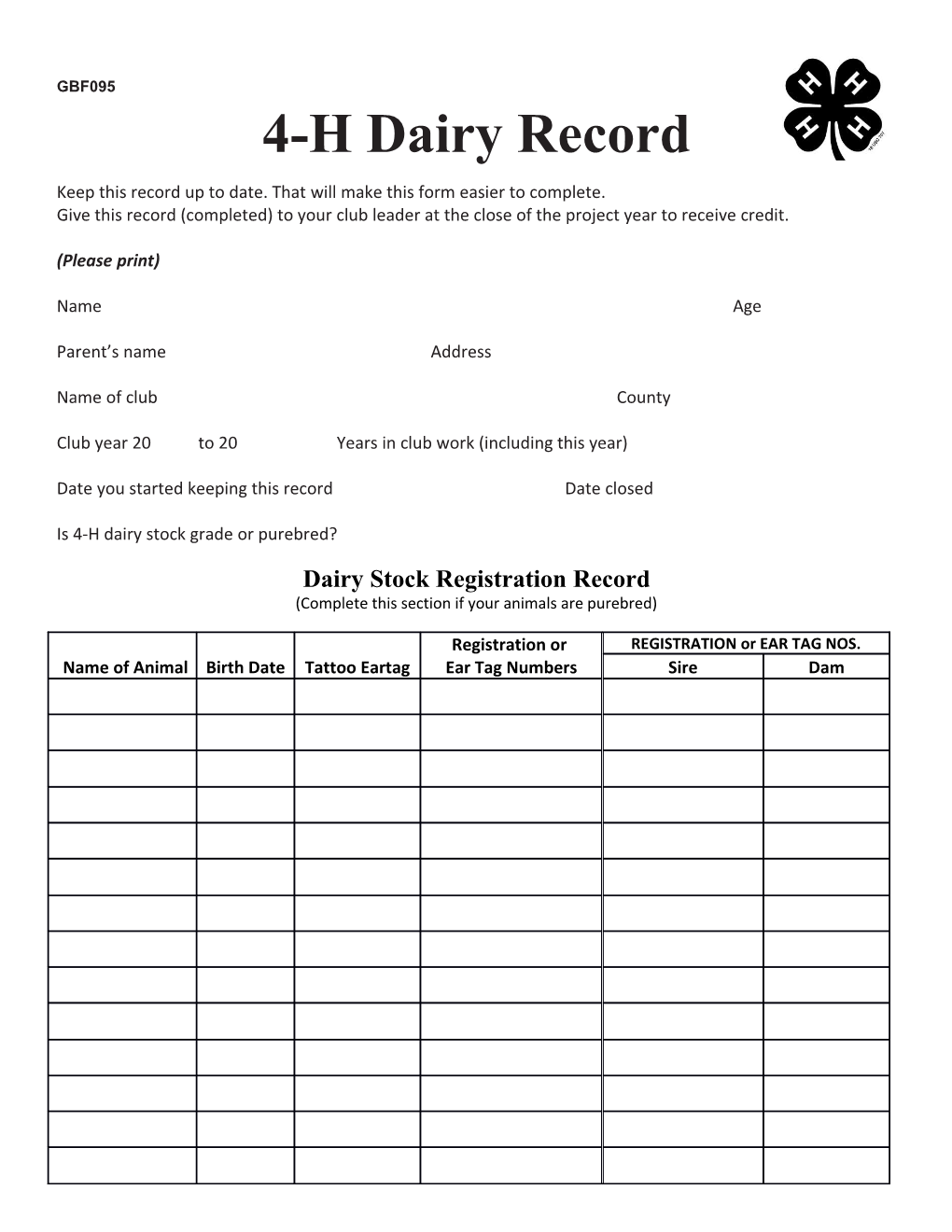 Keep This Record up to Date. That Will Make This Form Easier to Complete