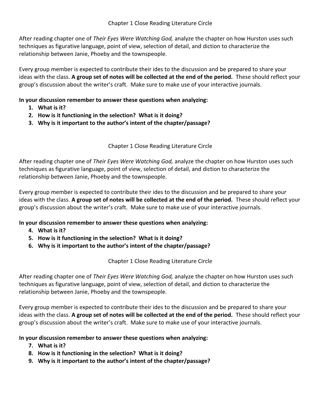 Chapter 1 Close Reading Literature Circle