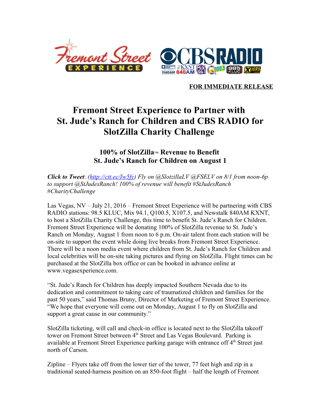 Fremont Street Experience to Partner With