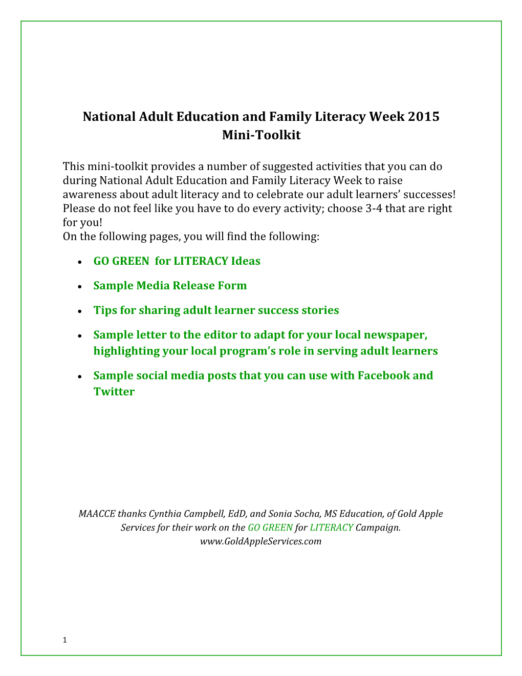 National Adult Education and Family Literacy Week 2015
