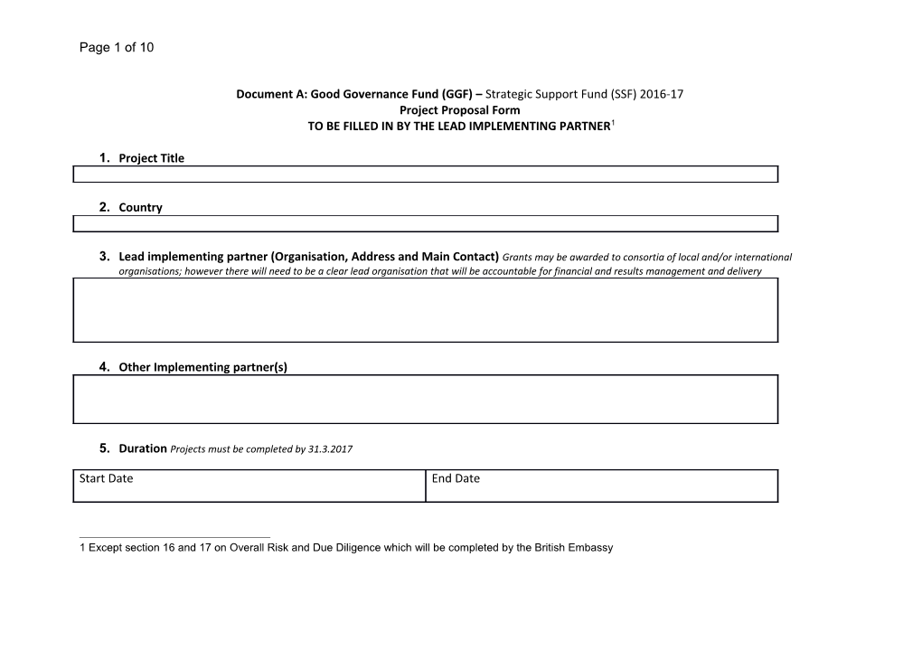 GGF SSF Project Proposal