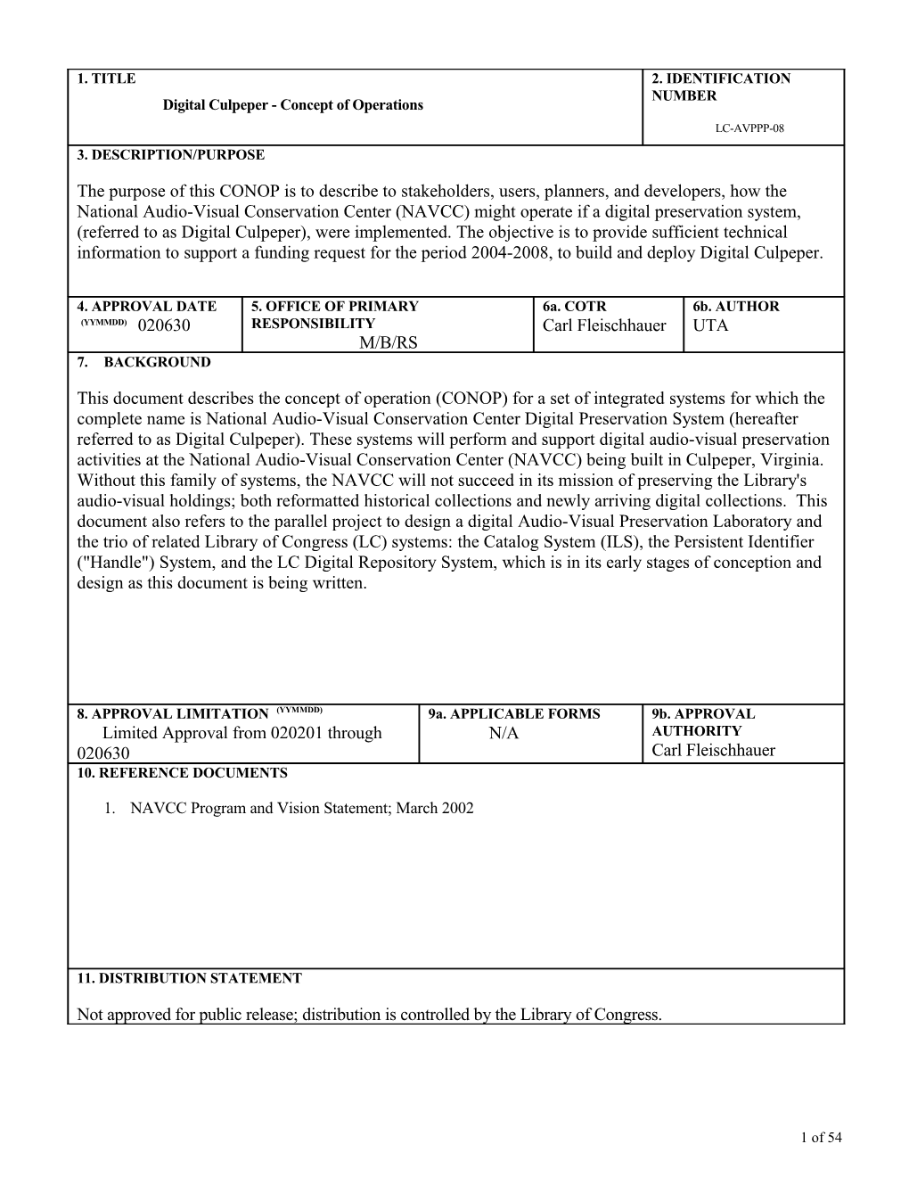 Digital Culpeper Concept of Operations