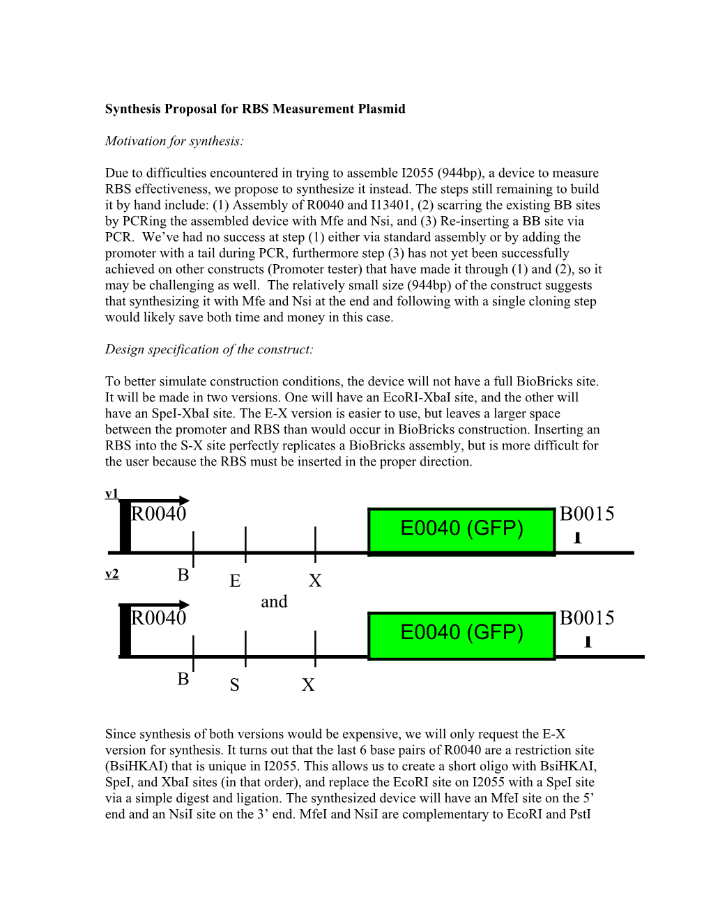 Synthesis Proposal for RBS Measurement Plasmid