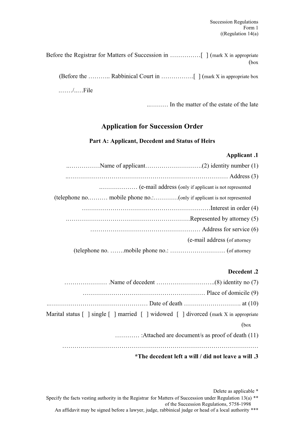 Succession Regulations