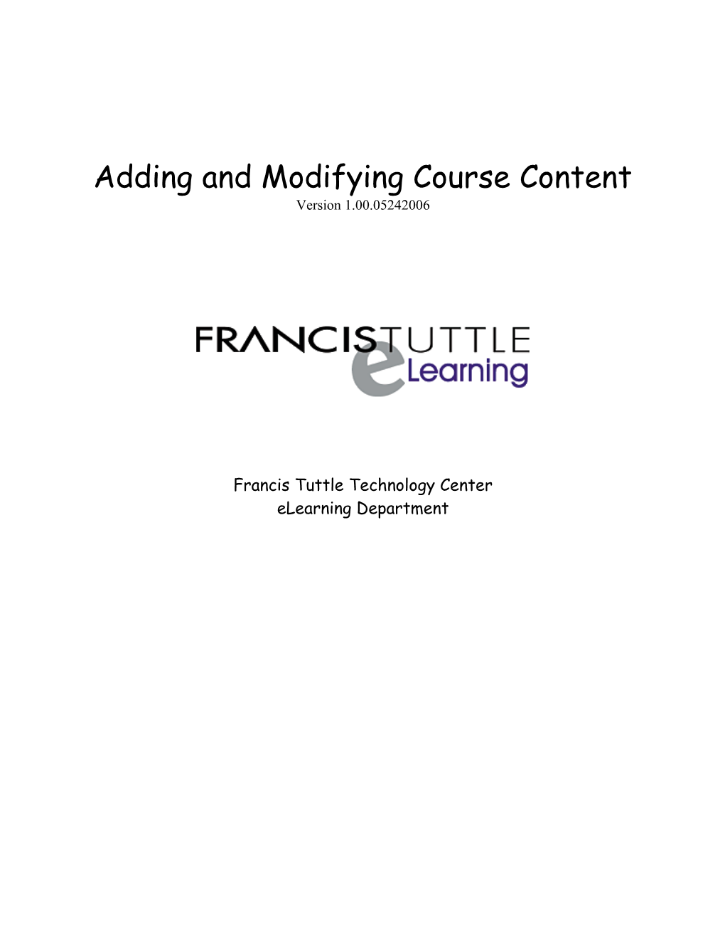 Adding and Modifying Course Content
